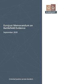 Okładka memorandum Eurojustu o materiale dowodowym wykorzystywanym w sprawach terrorystycznych. Źródło: Eurojust — Terrorism.